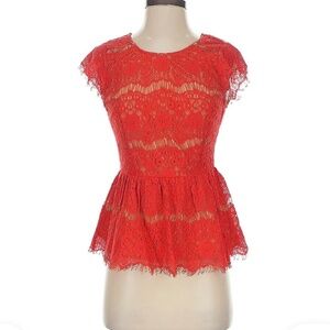 Maeve Red Lace Peplum Top